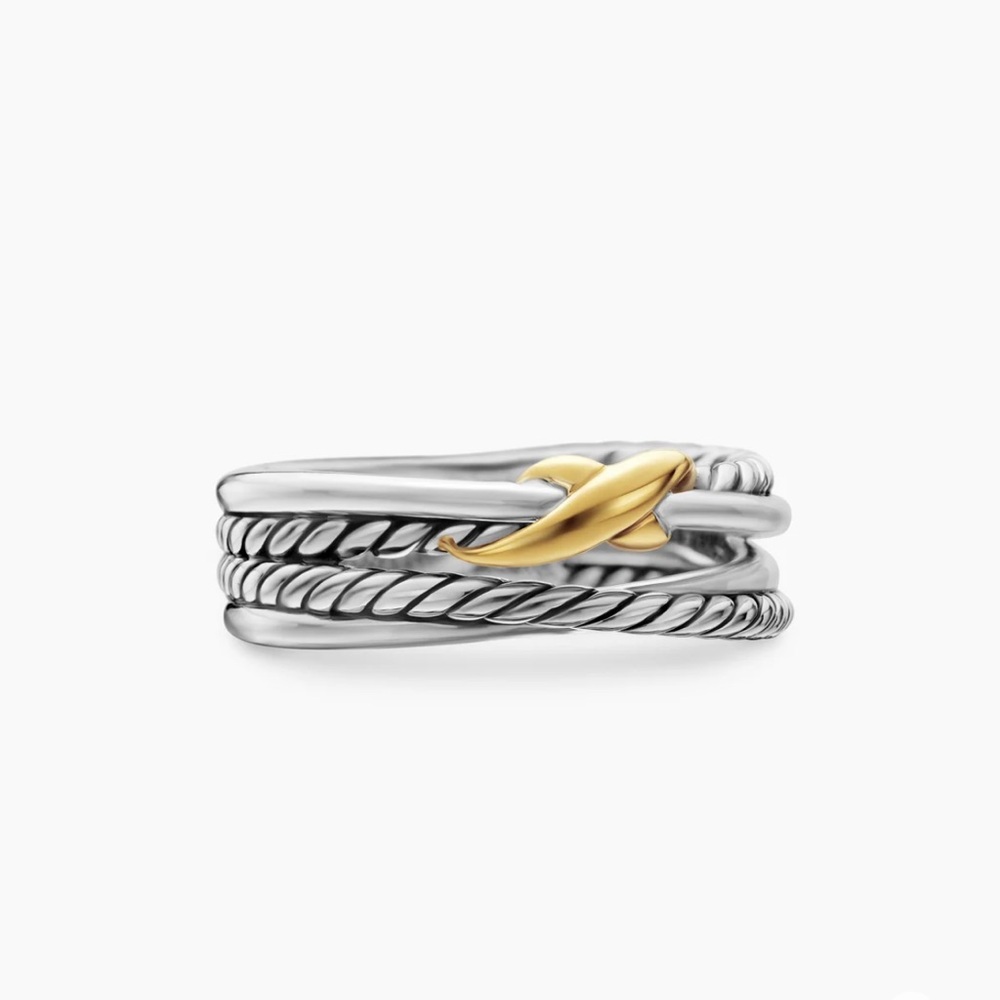 X Crossover Band Ring
Sterling Silver with 18K Yellow Gold, 6mm